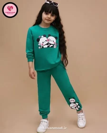 بلوز شلوار دخترانه cute pandas جنس دورس پنبه تیپ لایکرا