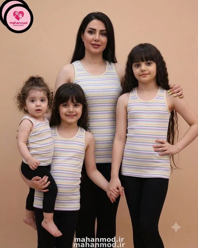 تاپ ست مادر دختری طرح رینگی پنبه‌ای
