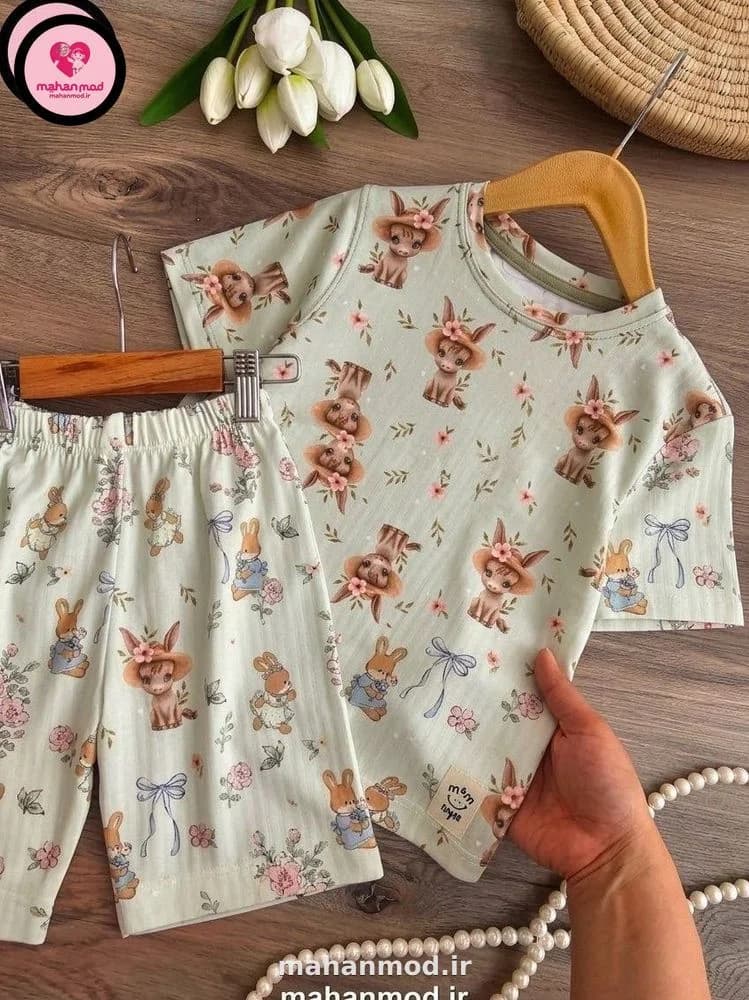 تیشرت شلوارک الاغ دخترانه cute جنس پلی استر پنبه