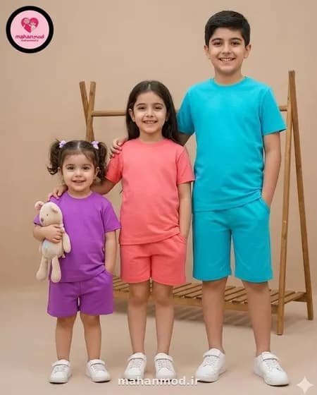 تیشرت شلوارک پسرانه Kids Color جنس سوپر پنبه فول لایکرا
