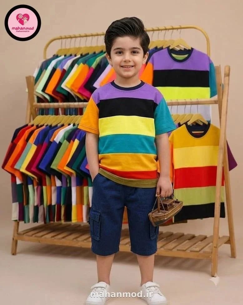 تیشرت پرچمی رنگی دخترانه جنس سوپر پنبه فول لایکرا