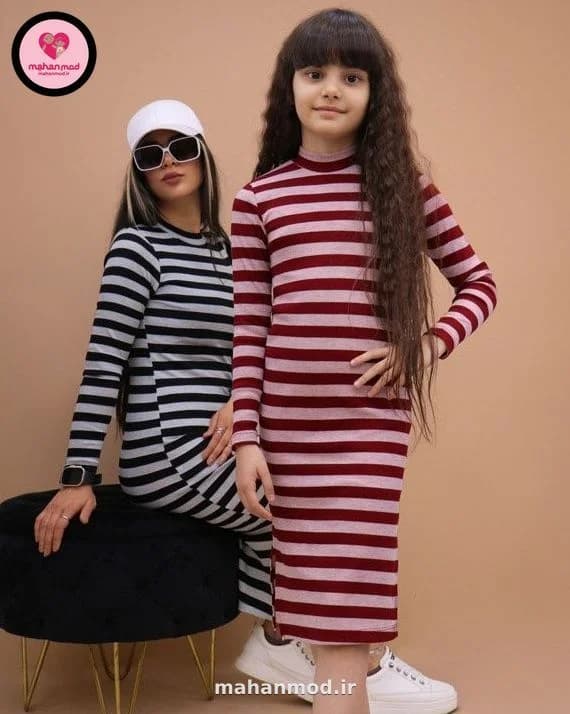 پیراهن ست مادر دختری طرح ماکسی پنبه‌ای