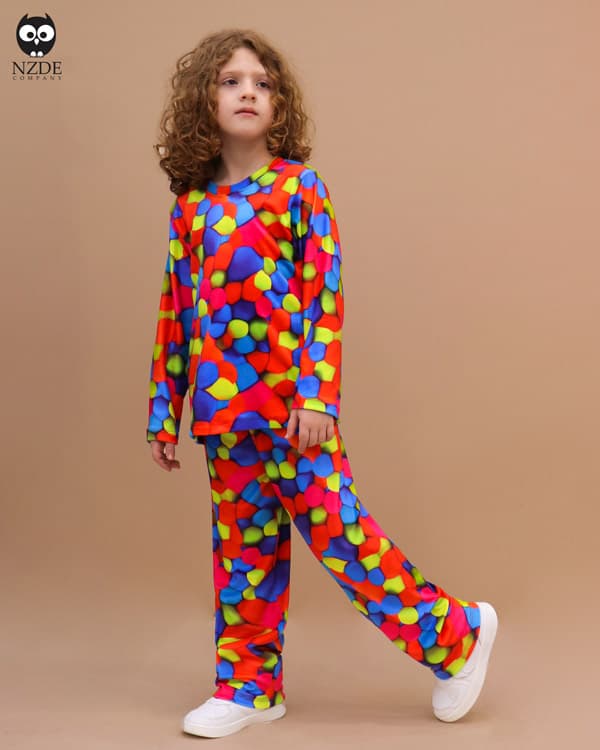 بلوز شلوار مخمل نانو 5 بعدی هندسی Family NZDE