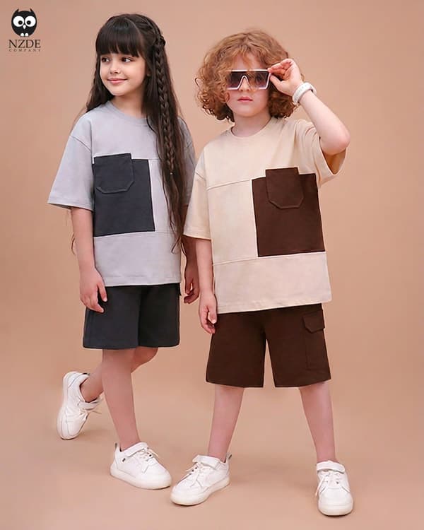 تیشرت شلوارک دخترانه Mini street جنس سوپر پنبه فول لایکرا