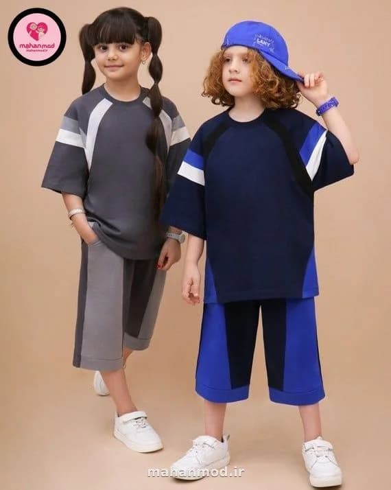 تیشرت شلوارک آستین رگلان ماهان مد Active star بچه گانه جنس سوپر پنبه فول لایکرا