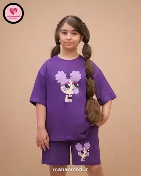 تیشرت شلوارک بگ دخترانه استایل Candy girl جنس سوپر پنبه فول لایکرا