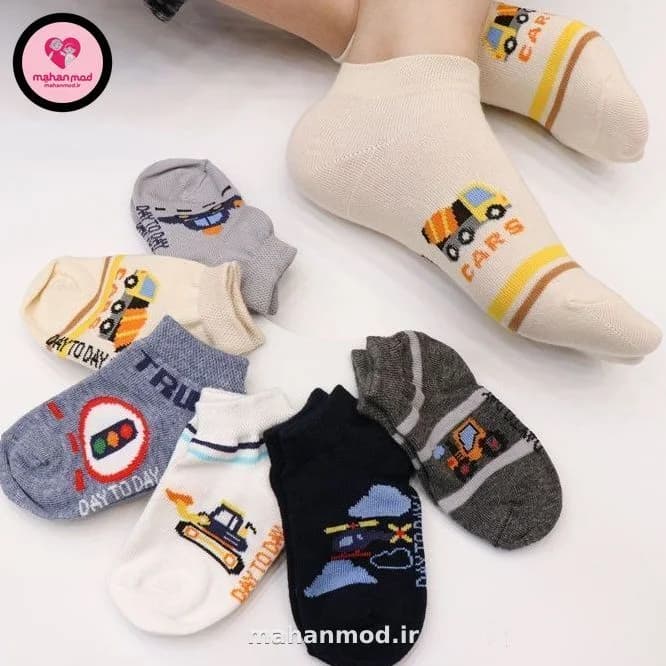 جوراب ست مادر دختری طرح فرزندی ماشین پنبهای