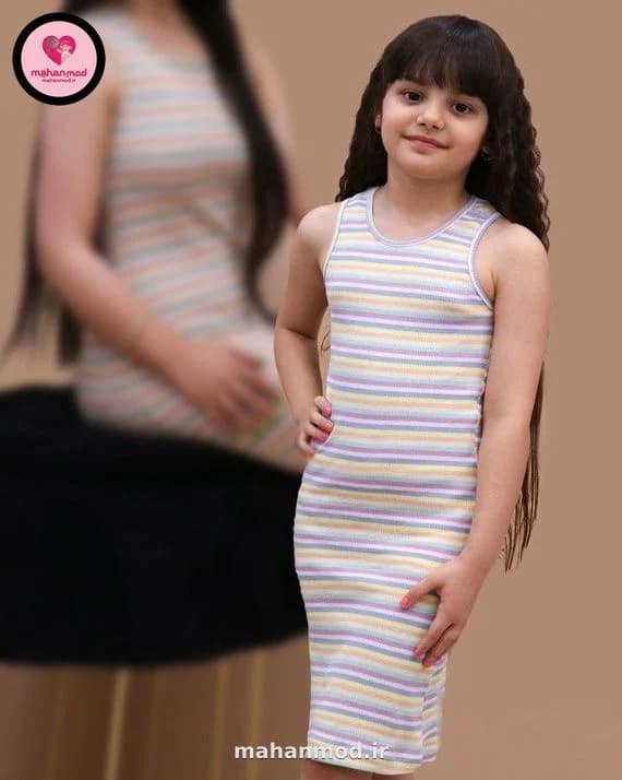 پیراهن ست مادر دختری طرح رینگی پنبهای