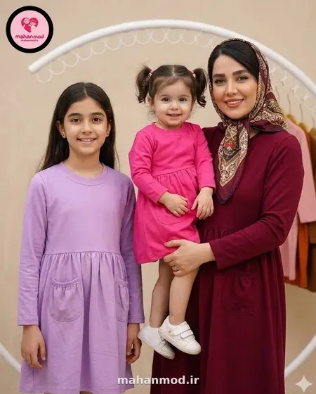 پیراهن ست مادر دختری autumn جنس سوپر پنبه فول لایکرا