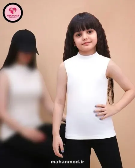 تاپ یقه سه سانت ست مادر دختری Snow neck سفید جنس سوپر پنبه فول لایکرا
