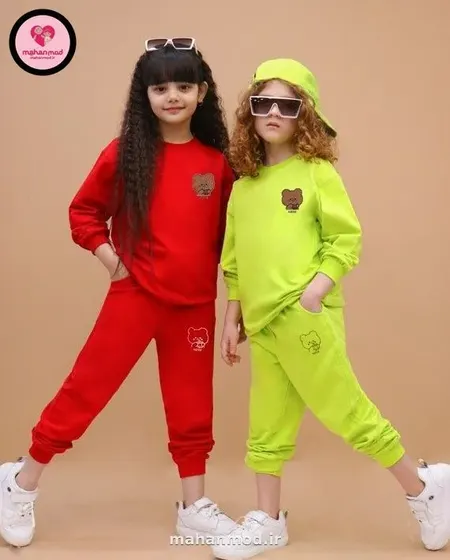 بلوز شلوار بچه گانه خرس Bubble tea جنس دورس پنبه تیپ لایکرا