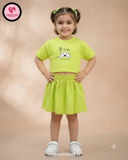 کراپ دامن CUTE BEAR فسفری جنس سوپر پنبه فول لایکرا