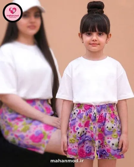 شلوارک ست مادر دختری سه بعدی کوالا کاموایی جنس نخی
