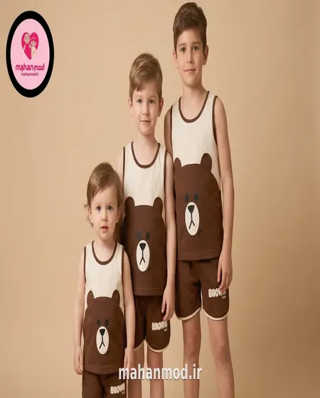 تاپ شلوارک پسرانه خرس Brown جنس سوپر پنبه فول لایکرا