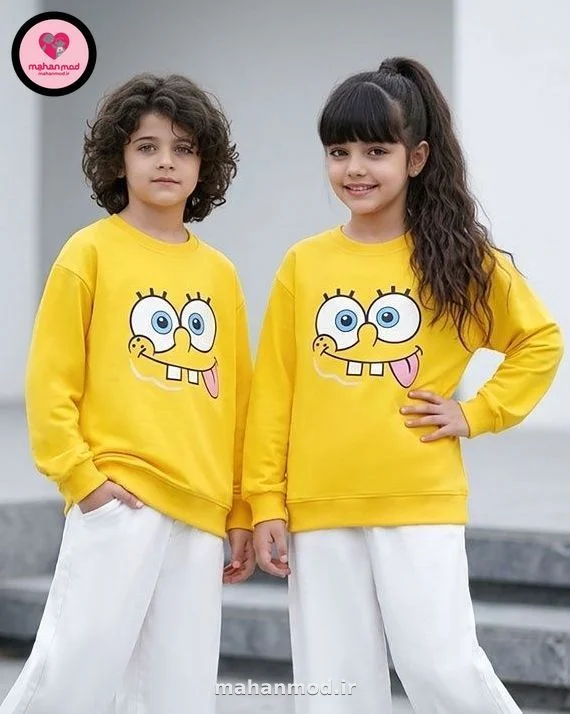 بلوز بگ استایل بچه گانه SPONGE BOB جنس دورس پنبه تیپ لایکرا