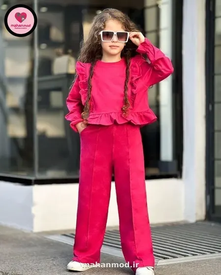 کراپ چیندار شلوار بگ دخترانه GIRL جنس دورس پنبه تیپ لاکرا