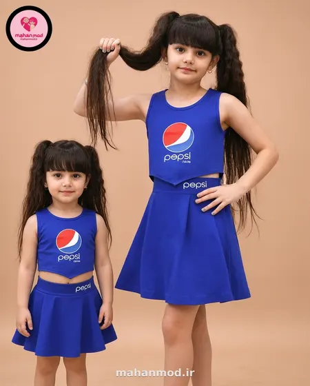 کراپ دامن دخترانه PEPSI آبی کاربنی جنس سوپر پنبه فول لایکرا