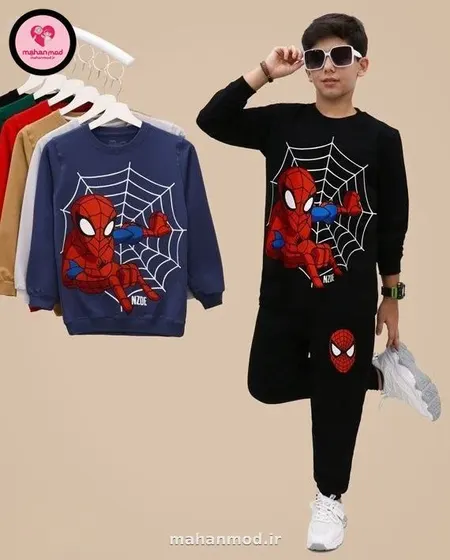 بلوز شلوار بچه گانه spider man جنس دورس پنبه تیپ لایکرا