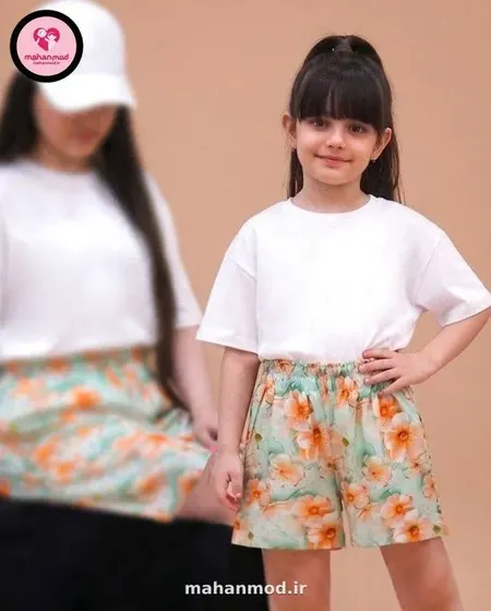 شلوارک ست مادر دختری سه بعدی شکوفه ساکورا جنس نخی