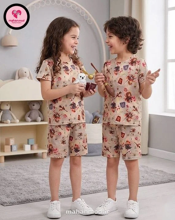 تیشرت شلوارک هری پاتر بچه گانه کرم جنس پلی استر پنبه