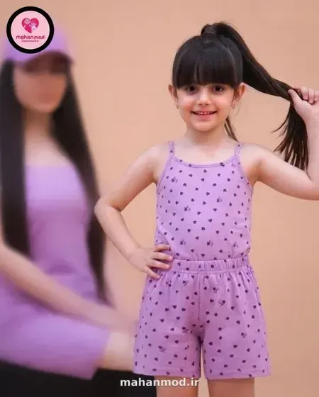 ست مادر دختری تاپ شلوارک قلب Love جنس سوپر پنبه فول لایکرا