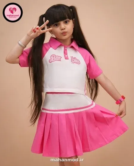 کراپ دامن دخترانه Barbie سبز پر رنگ جنس سوپر پنبه فول لایکرا