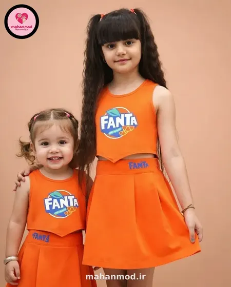 کراپ دامن دخترانه FANTA نارنجی جنس سوپر پنبه فول لایکرا