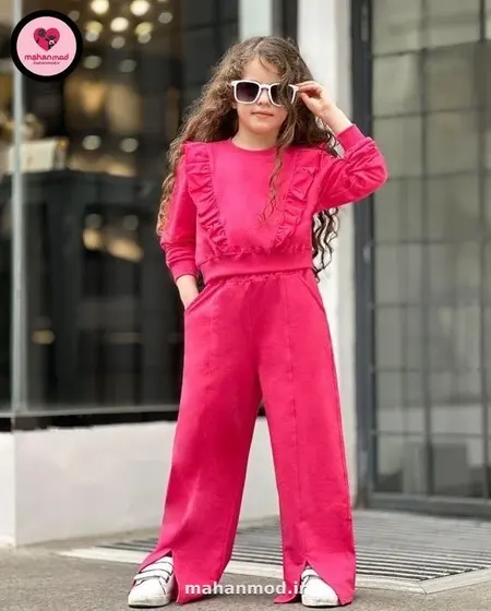 کراپ شلوار بگ چاکدار دخترانه girl یاسی جنس دورس پنبه تیپ لاکرا