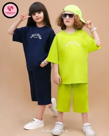 تیشرت شلوارک آستین بچه گانه رگلان LOLLIPOP جنس سوپر پنبه فول لایکرا