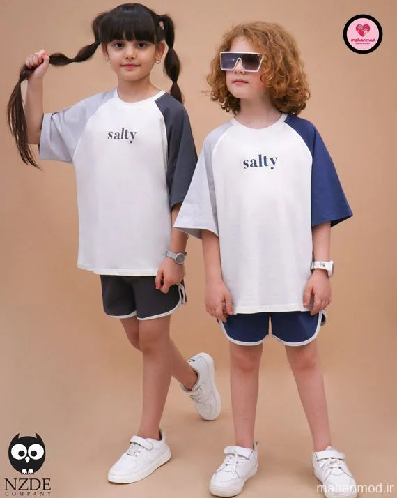 تیشرت شلوارک آستین رگلان Salty جنس سوپر پنبه فول لایکرا