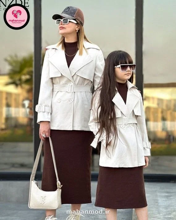 بارونی ست مادر دختری stylish جنس سانتانا کرکره ای سایز 1 تا 70 | stylish | ماهان مد
