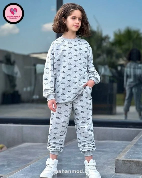 بلوز شلوار بچه گانه طرح قلب دورس