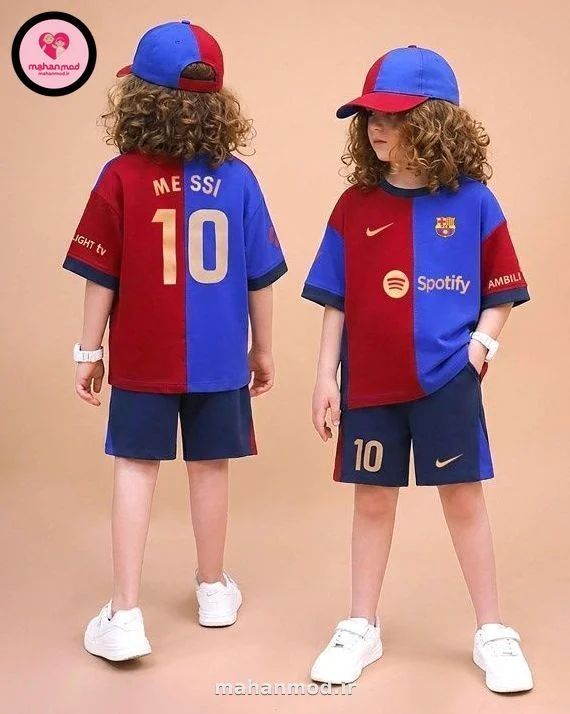 تیشرت شلوارک دخترانه MESSI جنس دورس پنبه تیپ لایکرا