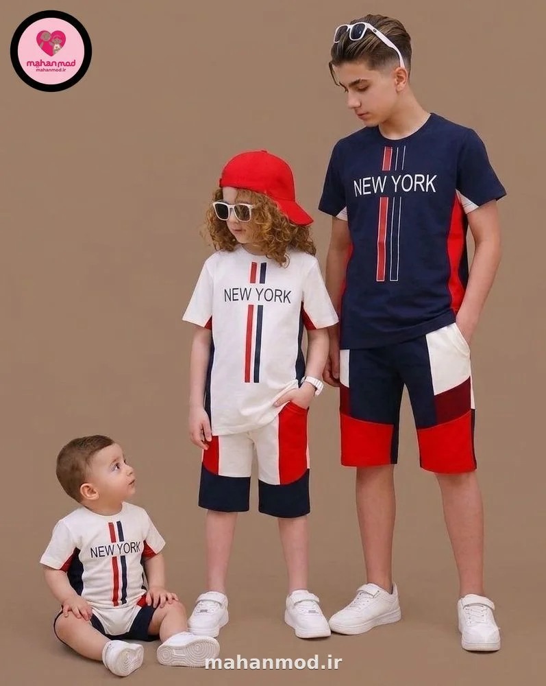 تیشرت شلوارک THOM BROWNE بچه گانه جنس سوپر پنبه فول لایکرا سایز 35 تا 70 | THOM BROWNE | ماهان مد