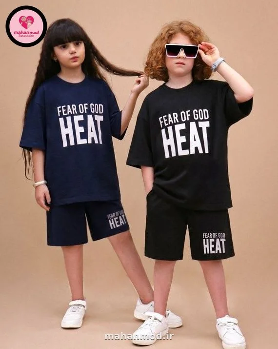 تیشرت شلوارک بگ استایل HEAT بچه گانه جنس سوپر پنبه فول لایکرا سایز 45 تا 70 | HEAT | ماهان مد