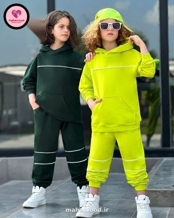 هودی شلوار بگ استایل Line plus بچه گانه جنس دورس پنبه تیپ لایکرا سایز 40 تا 70 | Line plus | ماهان مد